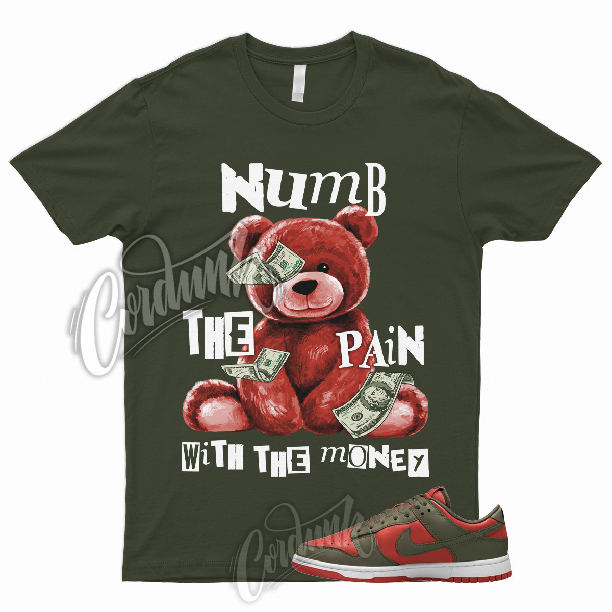 NUMB T Shirt to Match Dunk Low Mystic Red Olive Cargo Khaki Rough Green Mid High gallery
