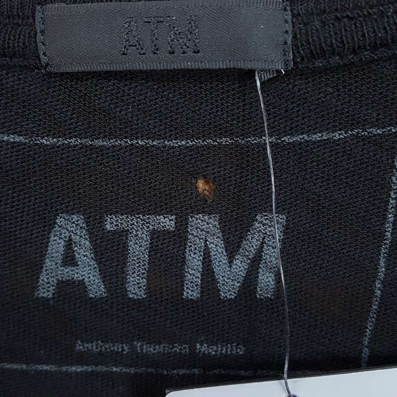 ATM Shirt Mens XL Black Pullover Henley Destroyed Lightweight Long Sleeve $145 gallery