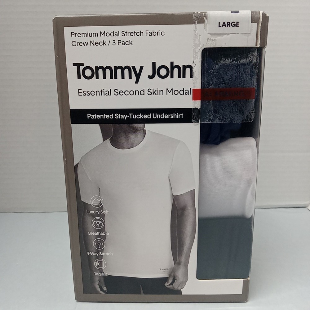 Tommy John Second Skin Crew Neck Undershirt Multicolors Men’s Size L Soft 3 Pack