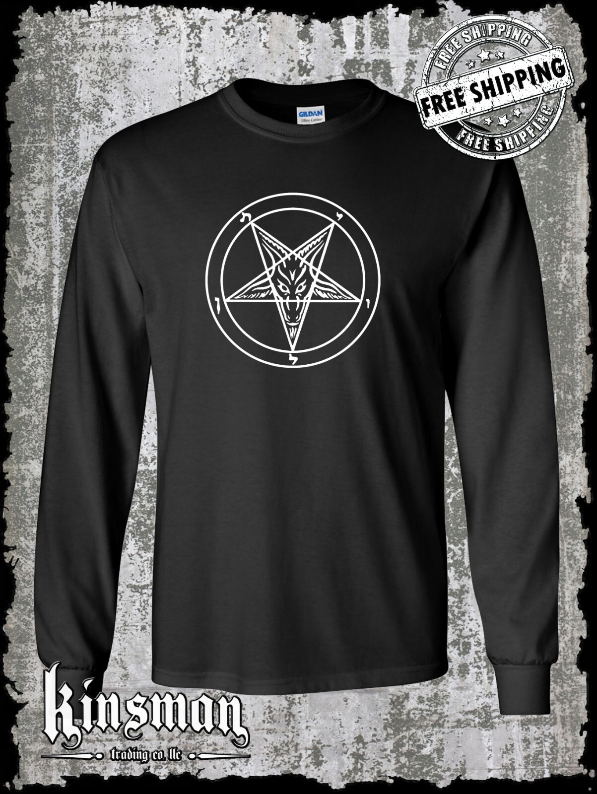 Baphomet Pentagram Long Sleeve T-Shirt / Satanic Church Evil Metal Occult gallery
