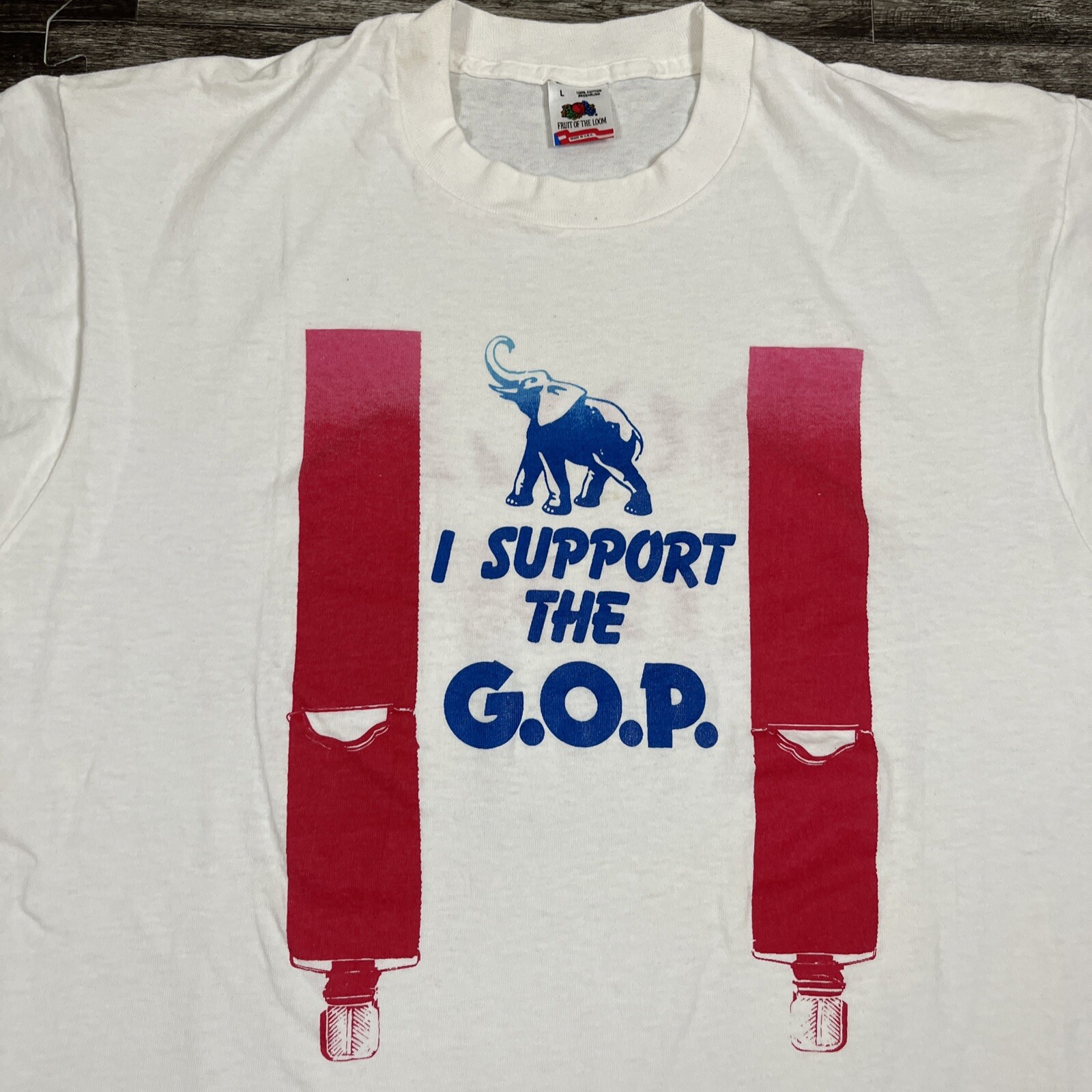 Vintage Republican I Support The G.O.P Tshirt White Large Single Stitch VTG 90s gallery