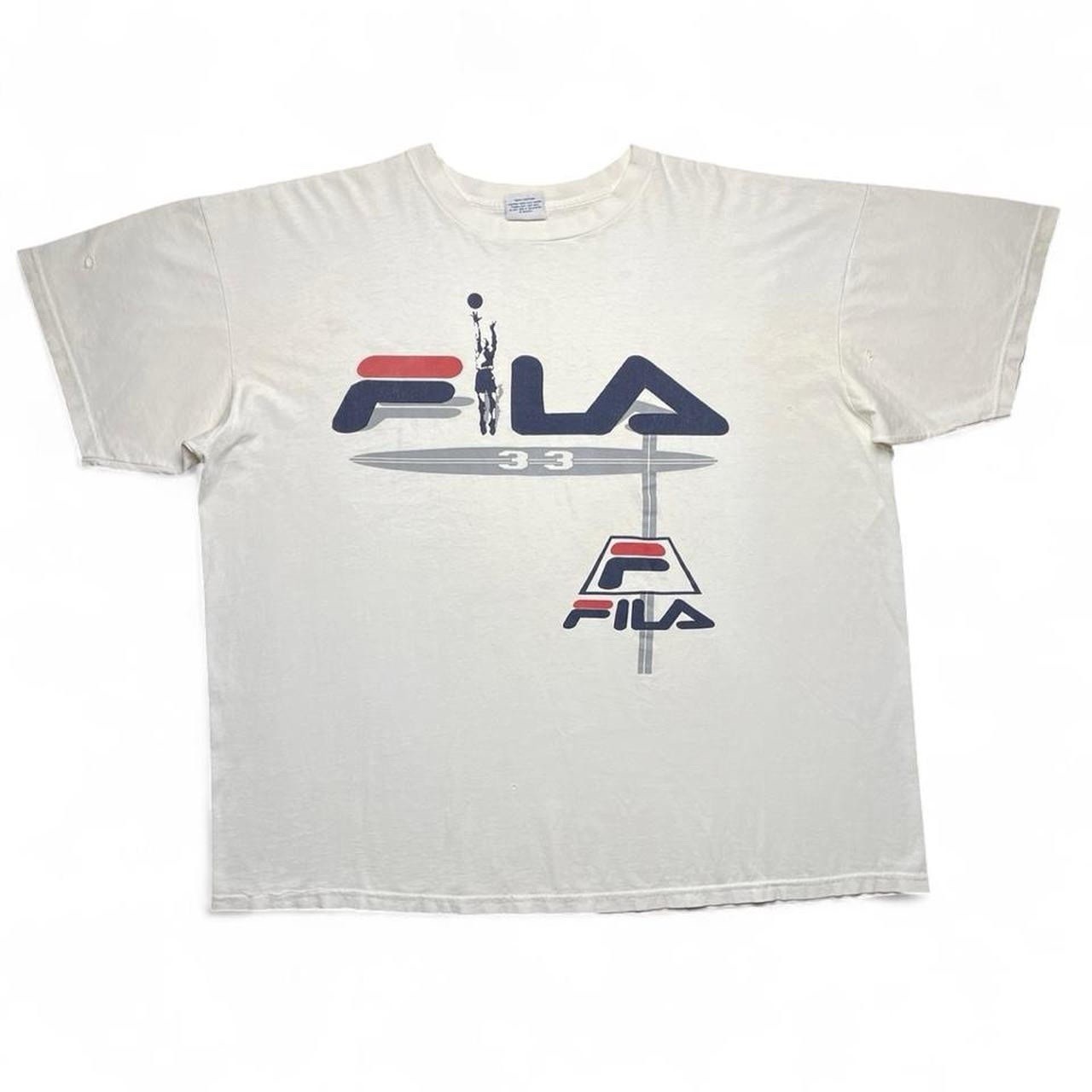 Rare Vintage 90s Fila Basketball Grant Hill Single Stitch NBA White T-Shirt XL