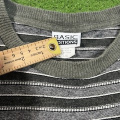 Vintage 80s Basic Edition Striped Shirt L 90s 100% Cotton Knit Tee Ribbed Collar