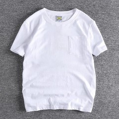 Simple Design Cotton Pocket Washed T-Shirt for MenBasic Style with Pure Color