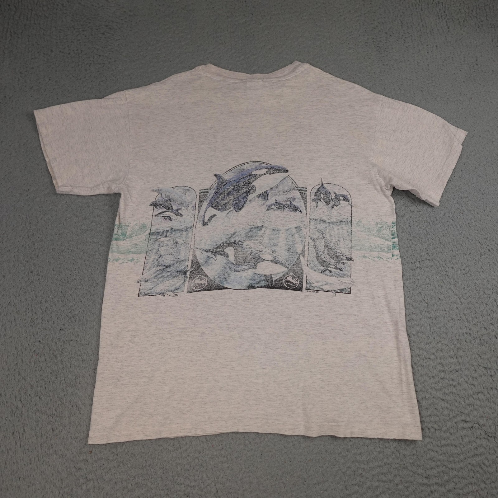 Vintage Sea World Shirt Mens Large Gray Dolphin Orca Tee 90s Made In USA Florida gallery