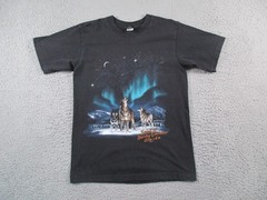 Harley Davidson Shirt Mens Medium Black Fairbanks Alaska Wolves Vintage Y2K