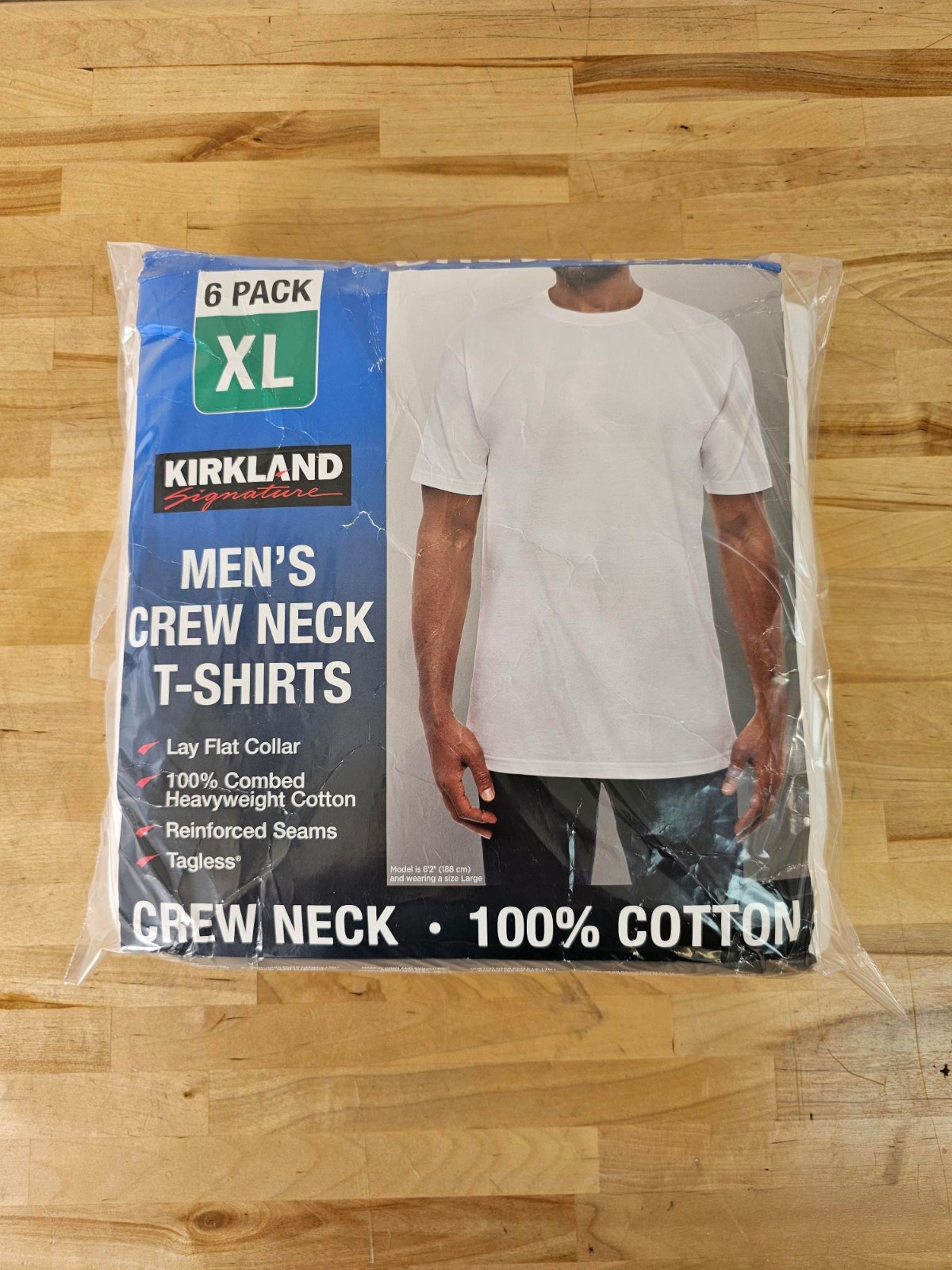 XL / X-LARGE - WHITE - 6 PACK - Kirkland Signature Men’s Crew Neck Cotton Shirts gallery