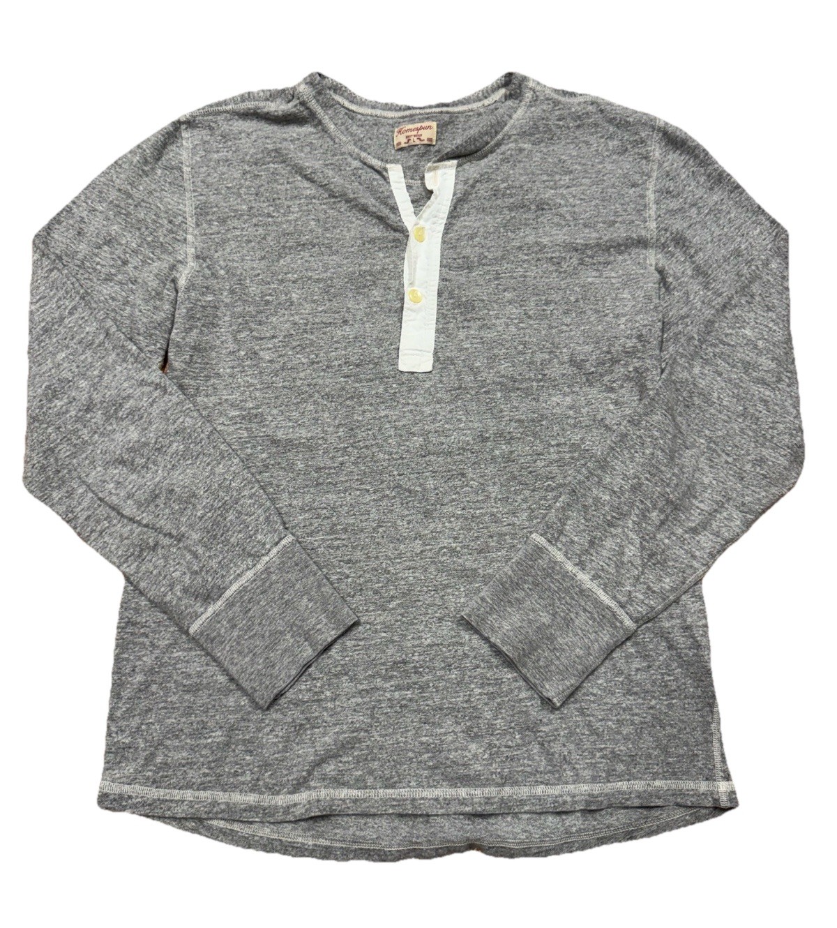 Homespun Knitwear Henley Long Sleeve Men’s Sweatshirt Size L Retro Style Grey
