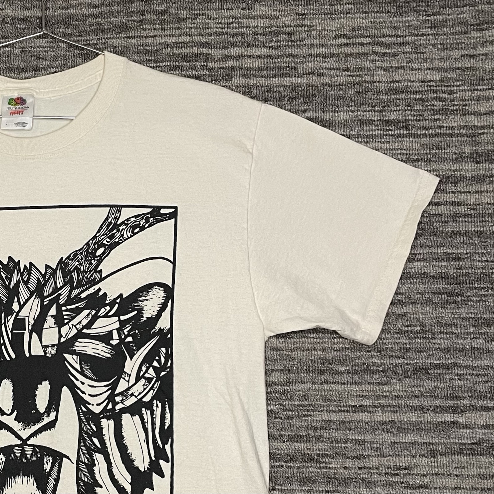 Vintage Bear With Antlers Geometric Style Shirt Size L Cream Color gallery