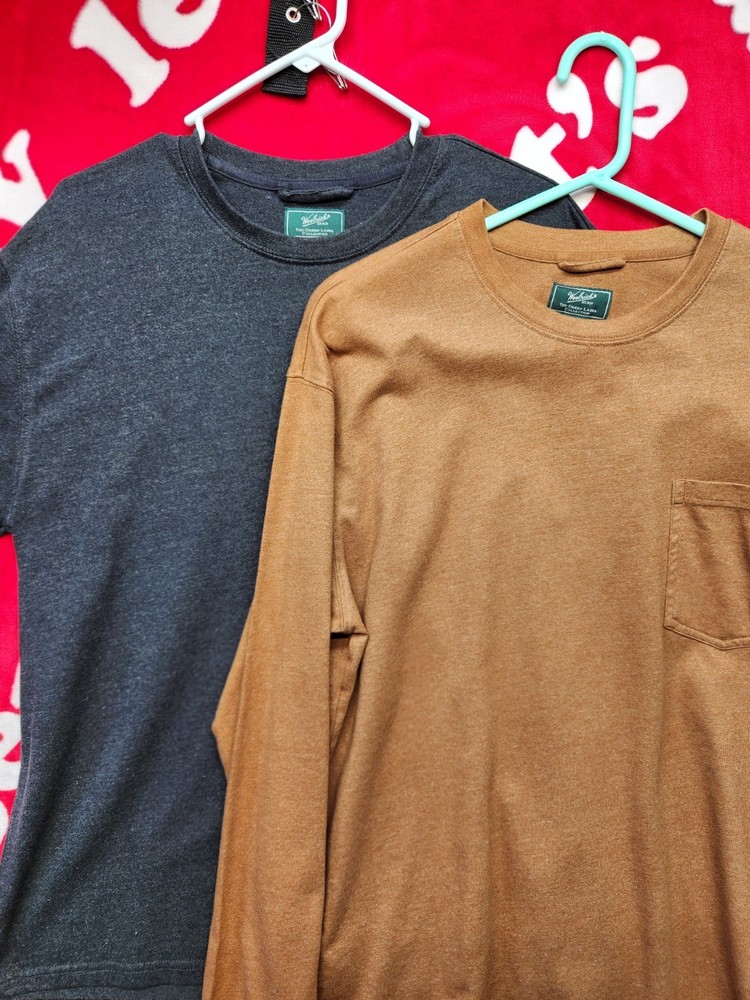 Woolrich Green Label Mens Medium Long Sleeve Pocket T Shirt Lot 2 Brown Gray…