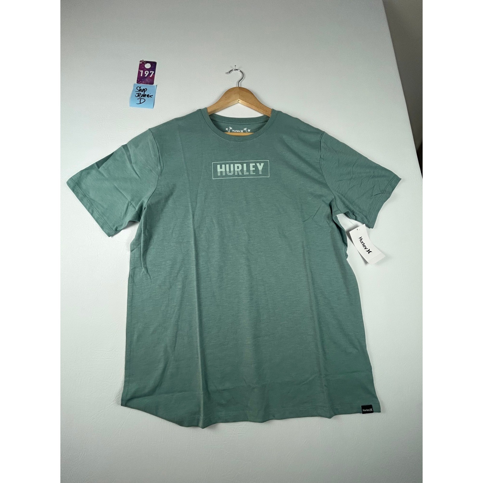 NWT Hurley Men Everyday Tee Large Mint Green Cotton Casual Surf Streetwear Shirt gallery