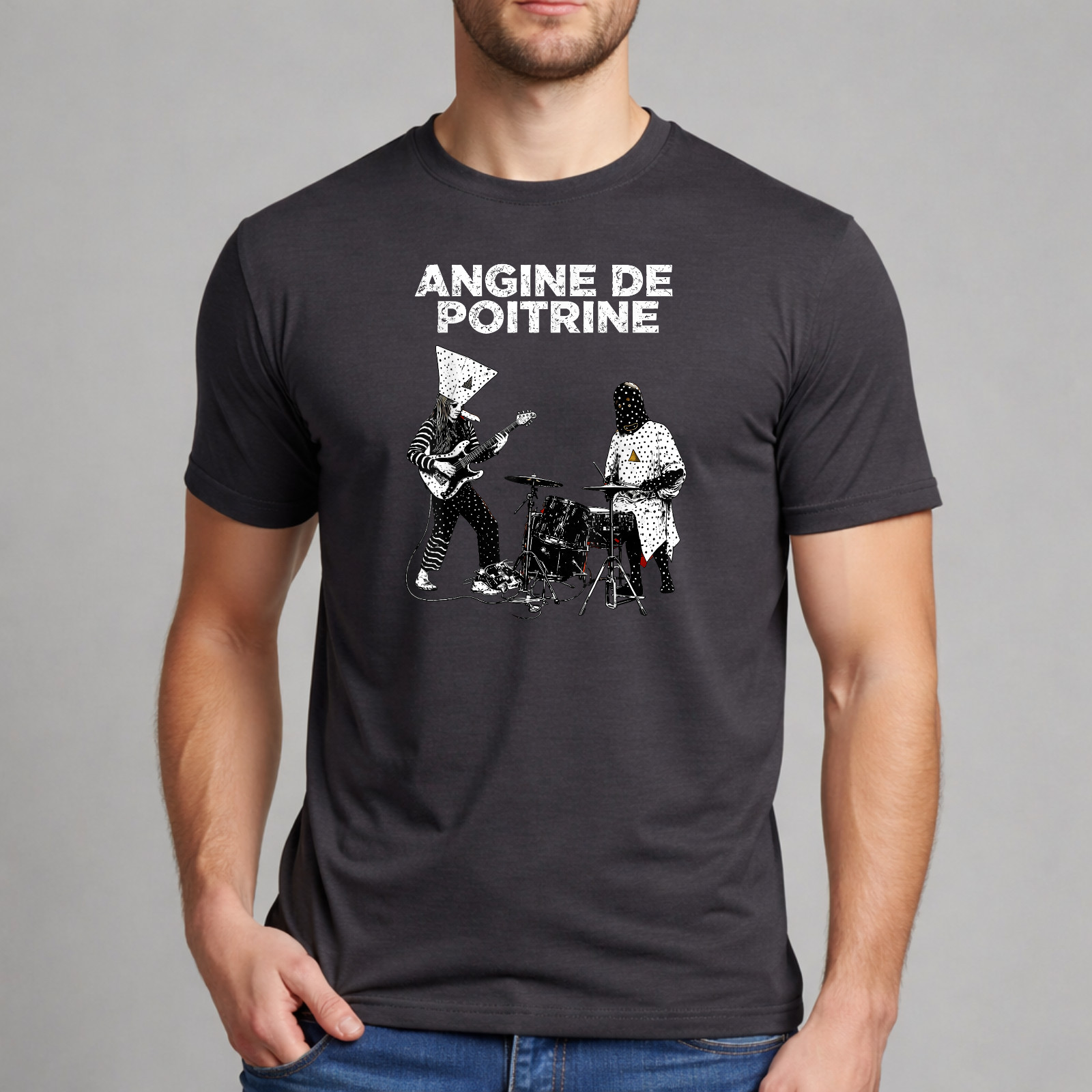 Music Shirt Funny Sarcastic Angine De Poitrine Live Art Graphic Men Boys Kids gallery