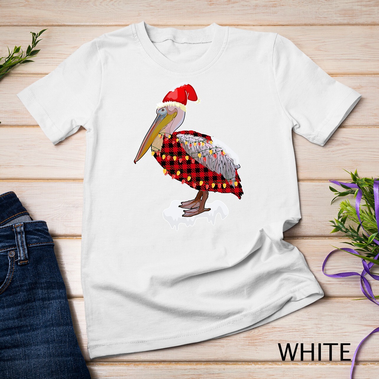 Christmas Bird Pelican Santa Hat Costume Bird Lovers Unisex T-shirt