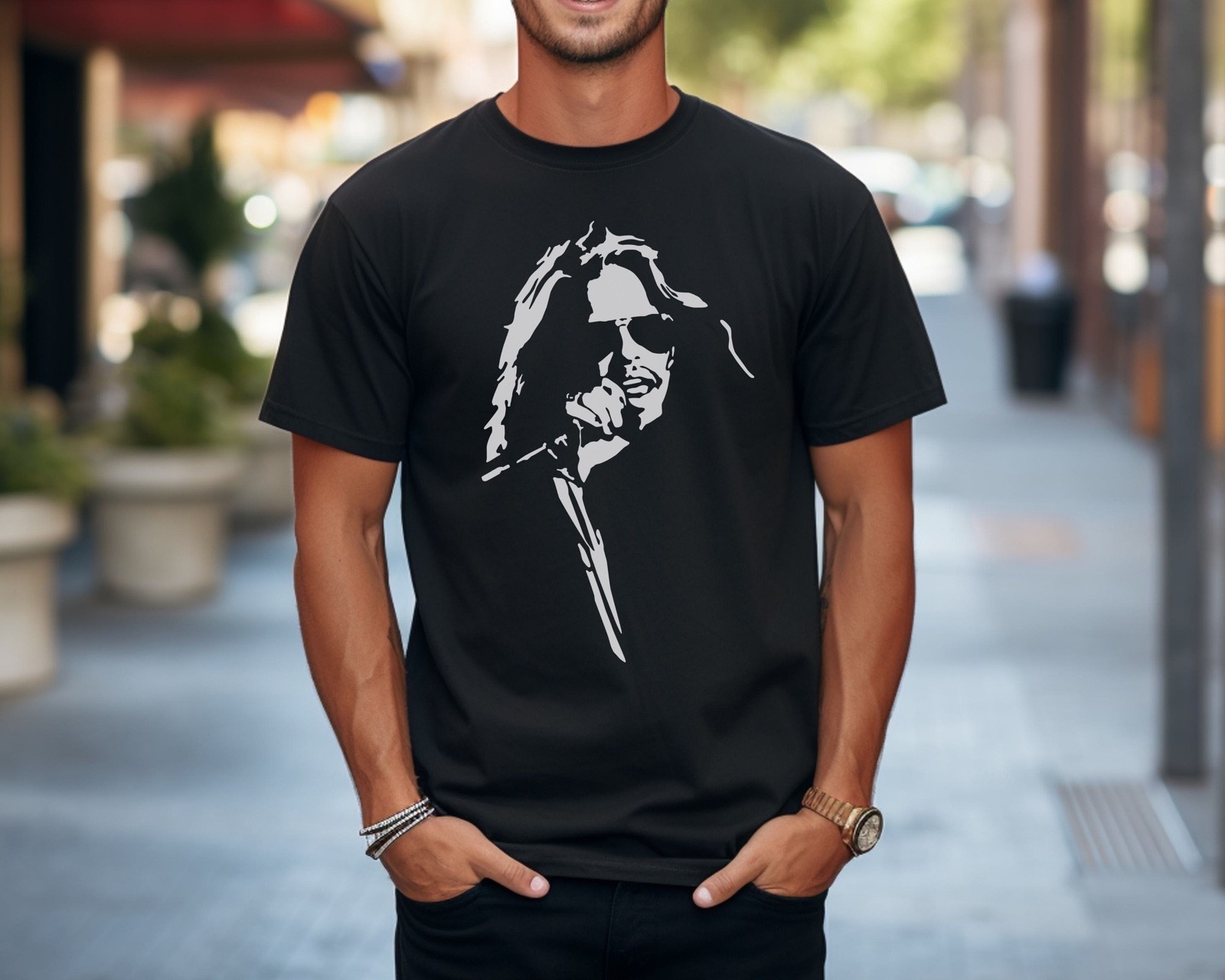 Aerosmith Steven Tyler T-Shirt Rock Band on Vintage Black Comfort Colors Tee gallery