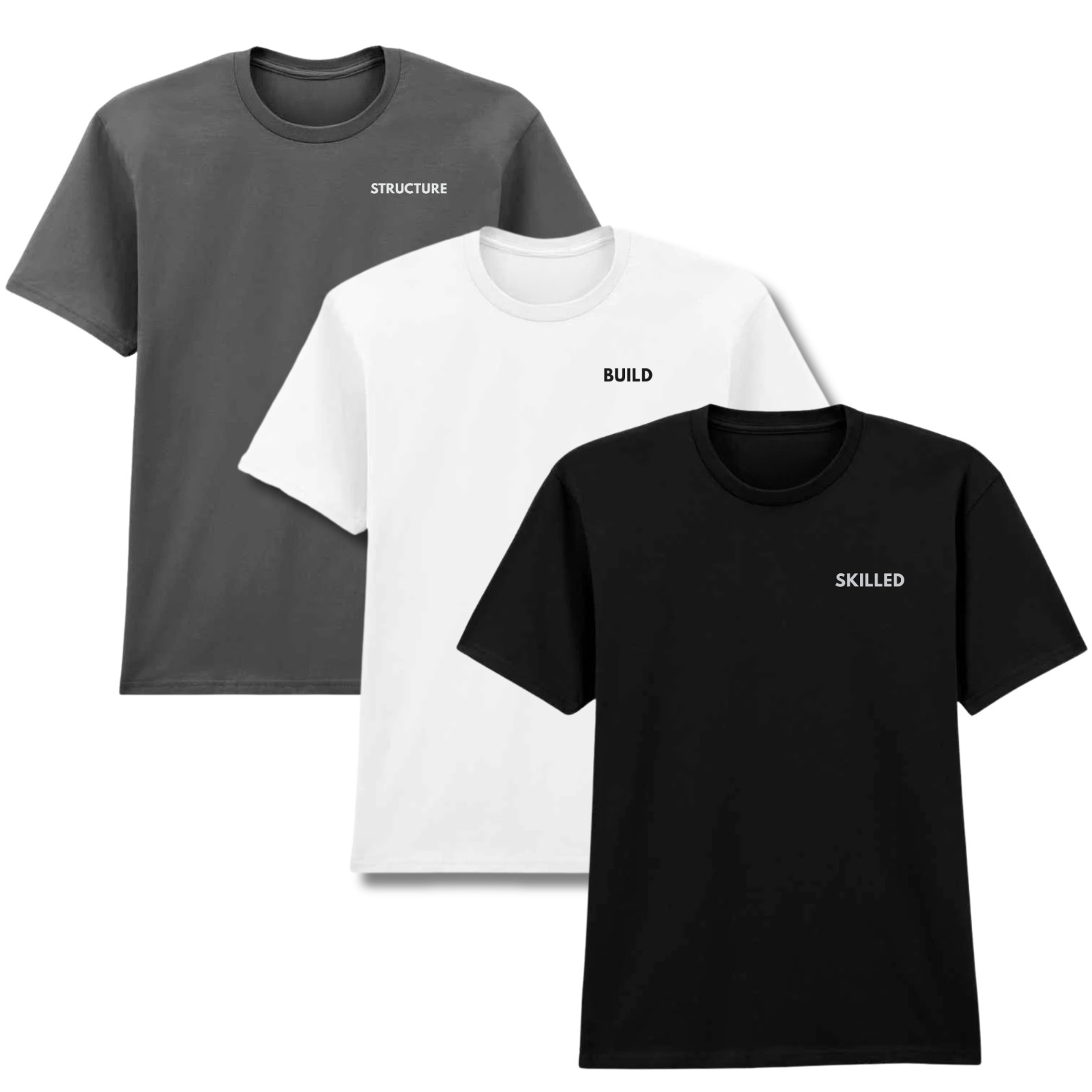 3 Pack Men’s Builder Work T-Shirts Cotton Crew Neck Everyday Wear