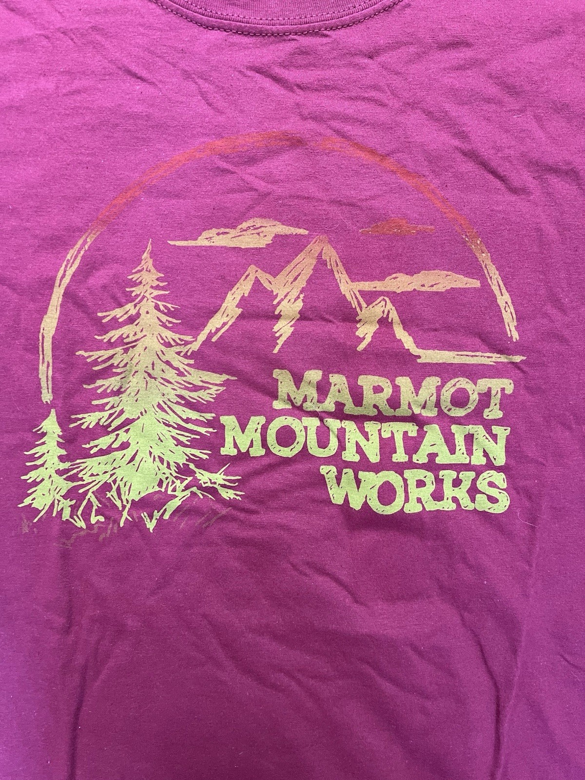 Marmot Mens Mountain Works Graphic T-Shirt Burgundy Organic Cotton Medium gallery