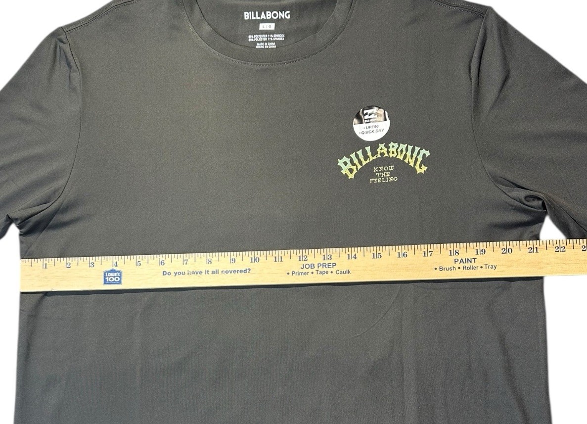 Billabong LS Surf Shirt Tee UPF 50+ Quick Dry, Raven Know The Feeling Men’s Sz L gallery