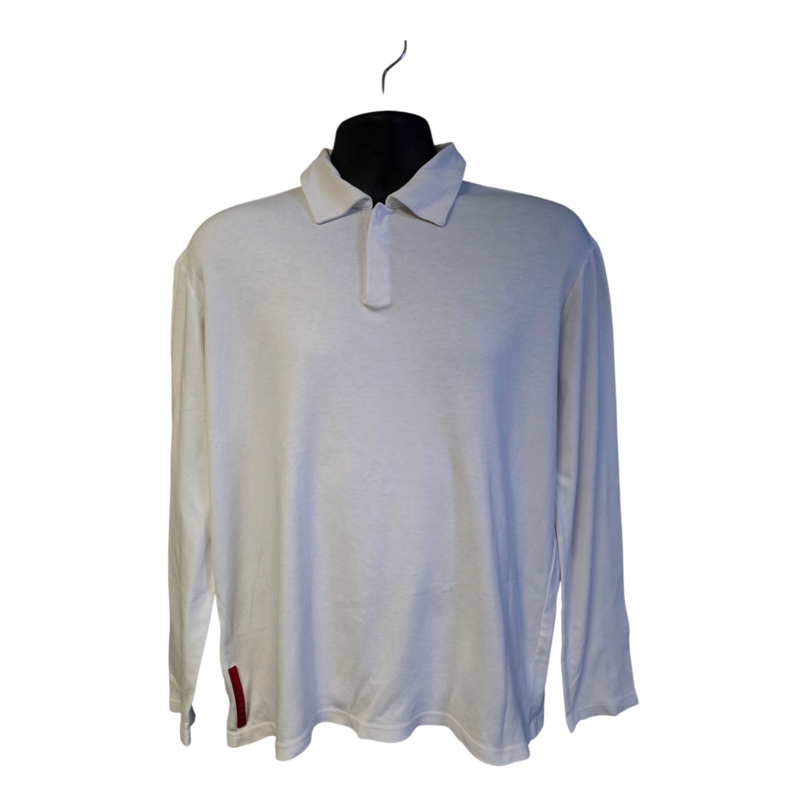 “Prada White LS Stretchable Polo Shirt Red Logo Patch” gallery