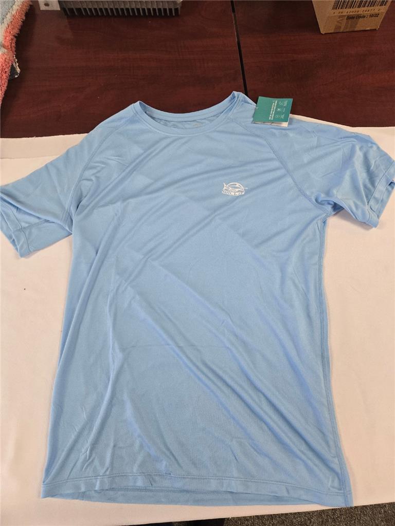 = Willit Men UPF 50+ Fishing Shirt Short Sleeve Light Blue Polyester NEW gallery