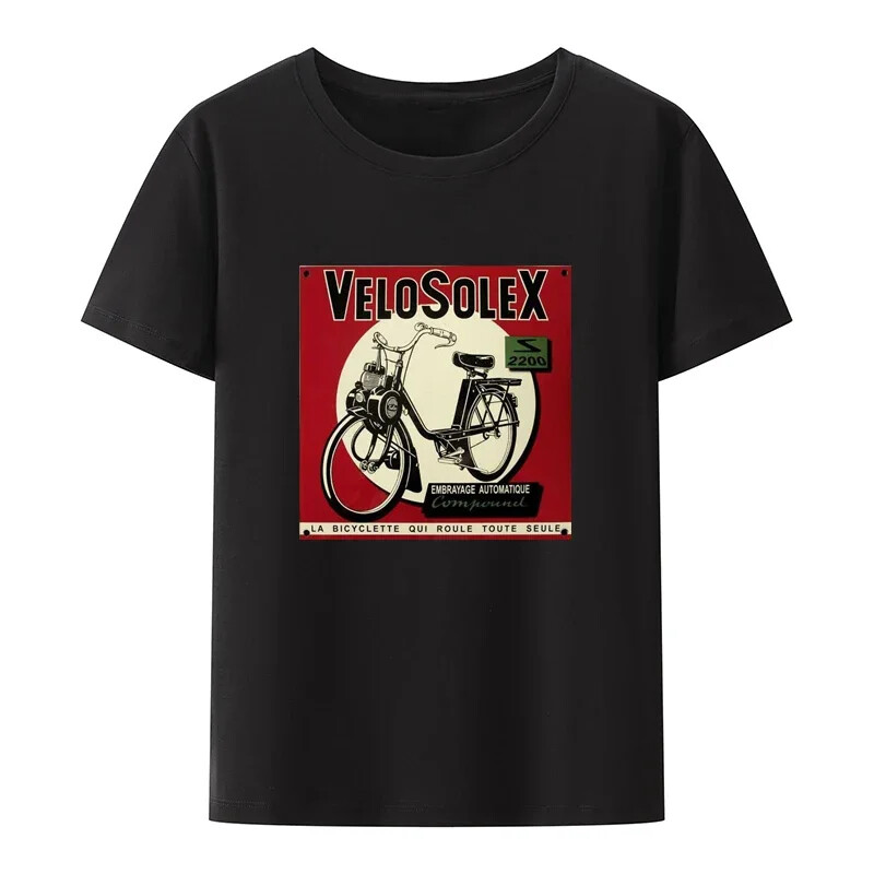 Printed Men Tshirts O-Neck Short-Sleeve Velo Solex Nostalgic Ancient Bike Casual