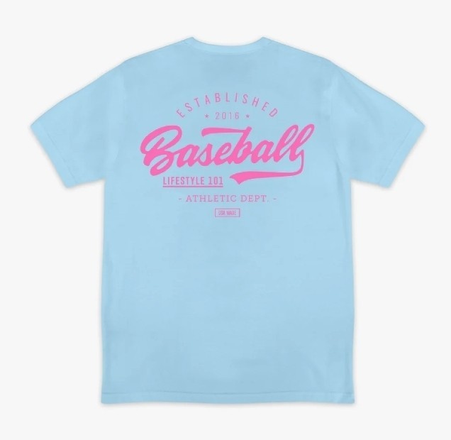 NEW Adult Extra Large BL101 Baseball Lifestyle 101 Blue & Pink Established Shirt gallery
