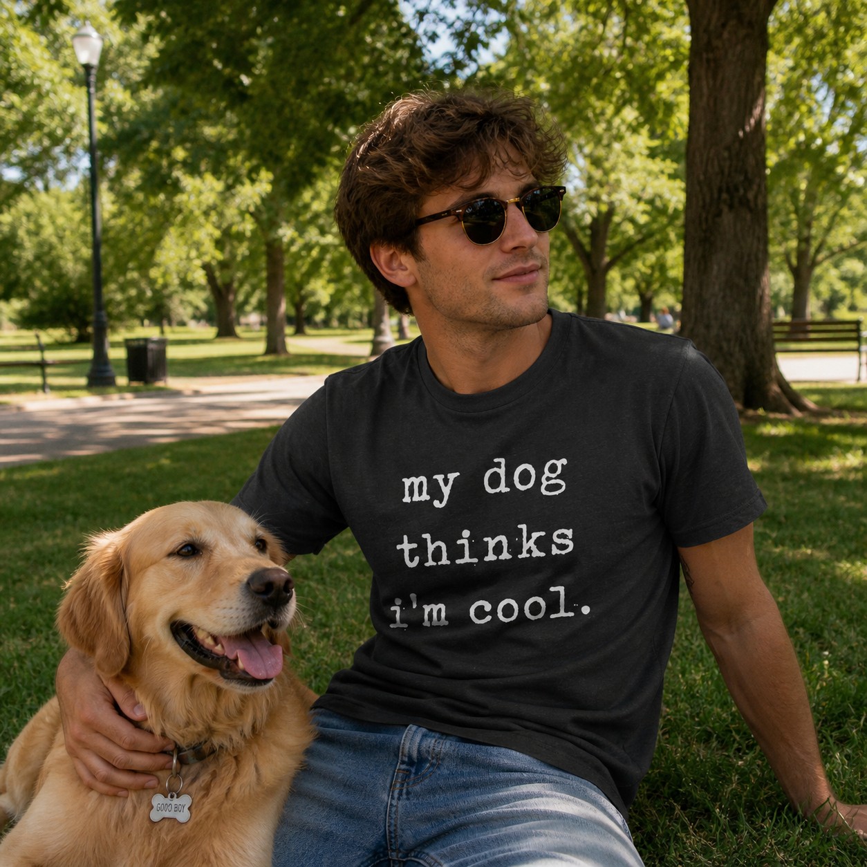 Mens My Dog Thinks Im Cool T shirt Funny Sarcastic Humor Novelty Puppy Tee gallery