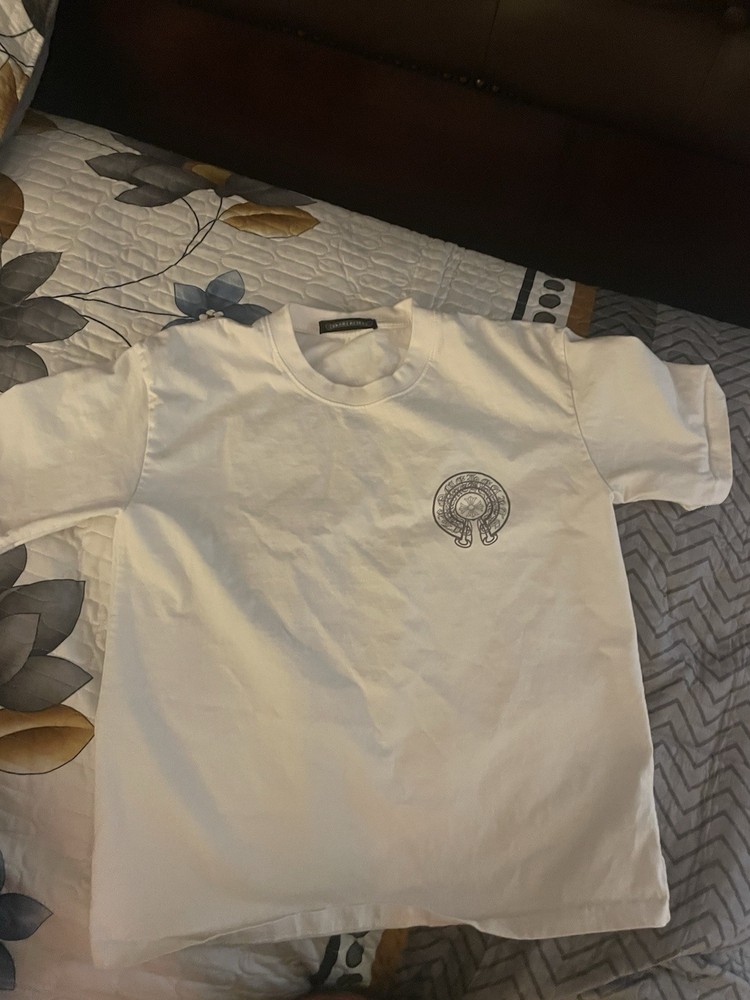 Chrome Hearts Men’s M White Cotton Jersey Crew Neck Horseshoe Logo Tee