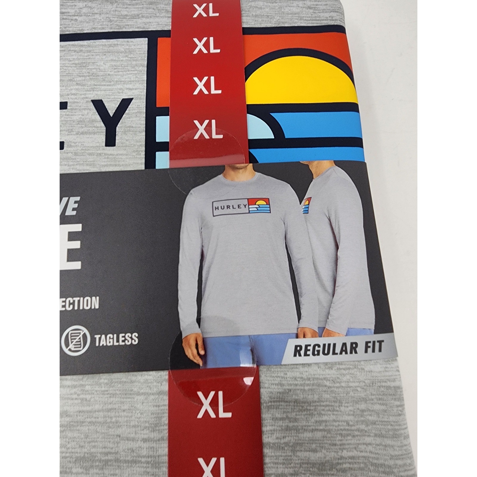 Hurley Mens Long Sleeve UV Tee Shirt Gray Poly Blend Athletic Workout Size XL gallery
