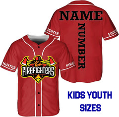 The Firefighters baseball 3D BASEBALL JERSEY All sizes KIDS YOUTH JJ6083