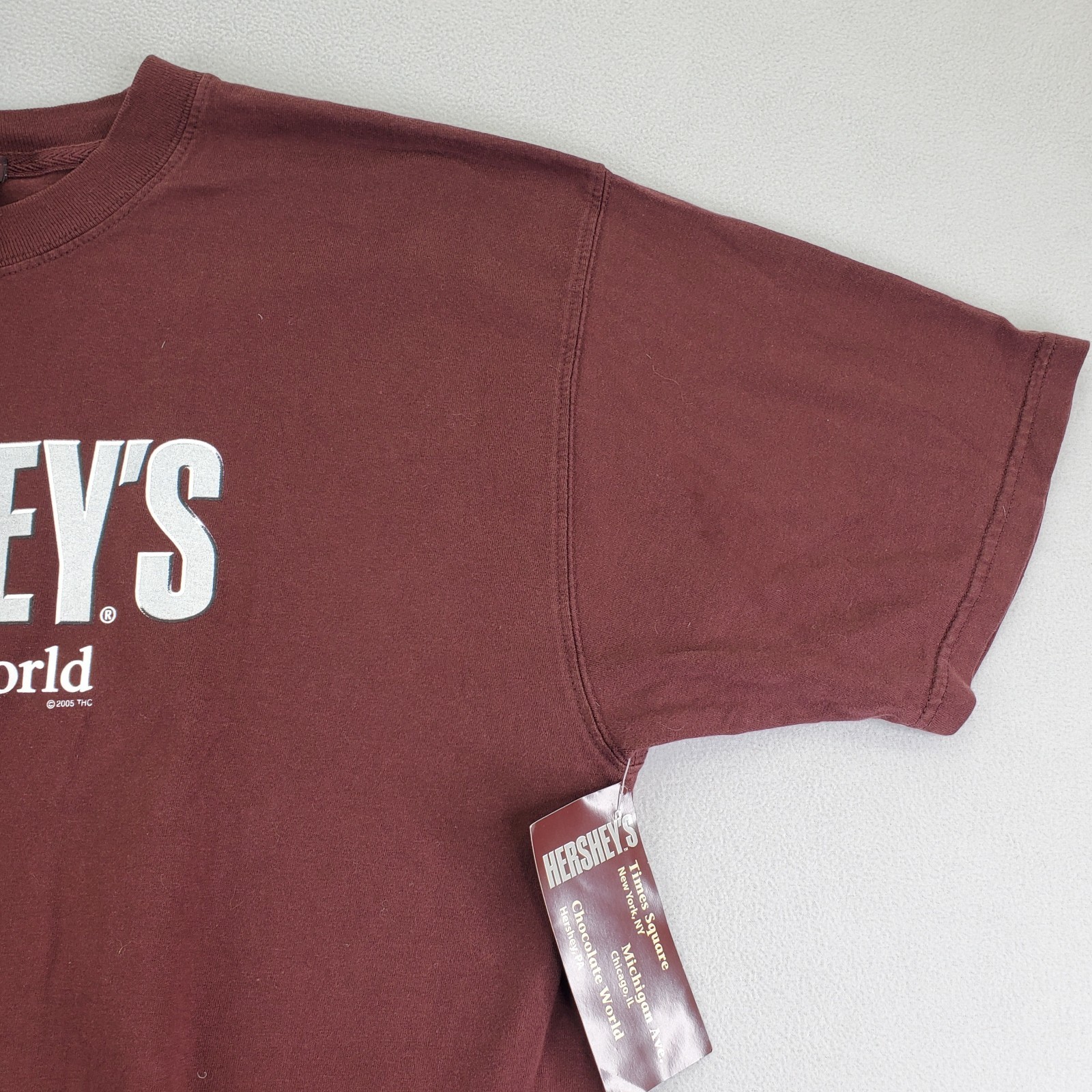 Hersheys Chocolate World Shirt Mens L Brown Metallic Silver Logo NWT NOS New gallery