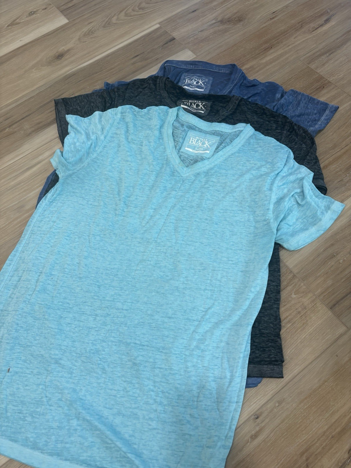 Buckle Men's Short Sleeve Burnout Tees - Light Blue, Charcoal, Navy Large gallery
