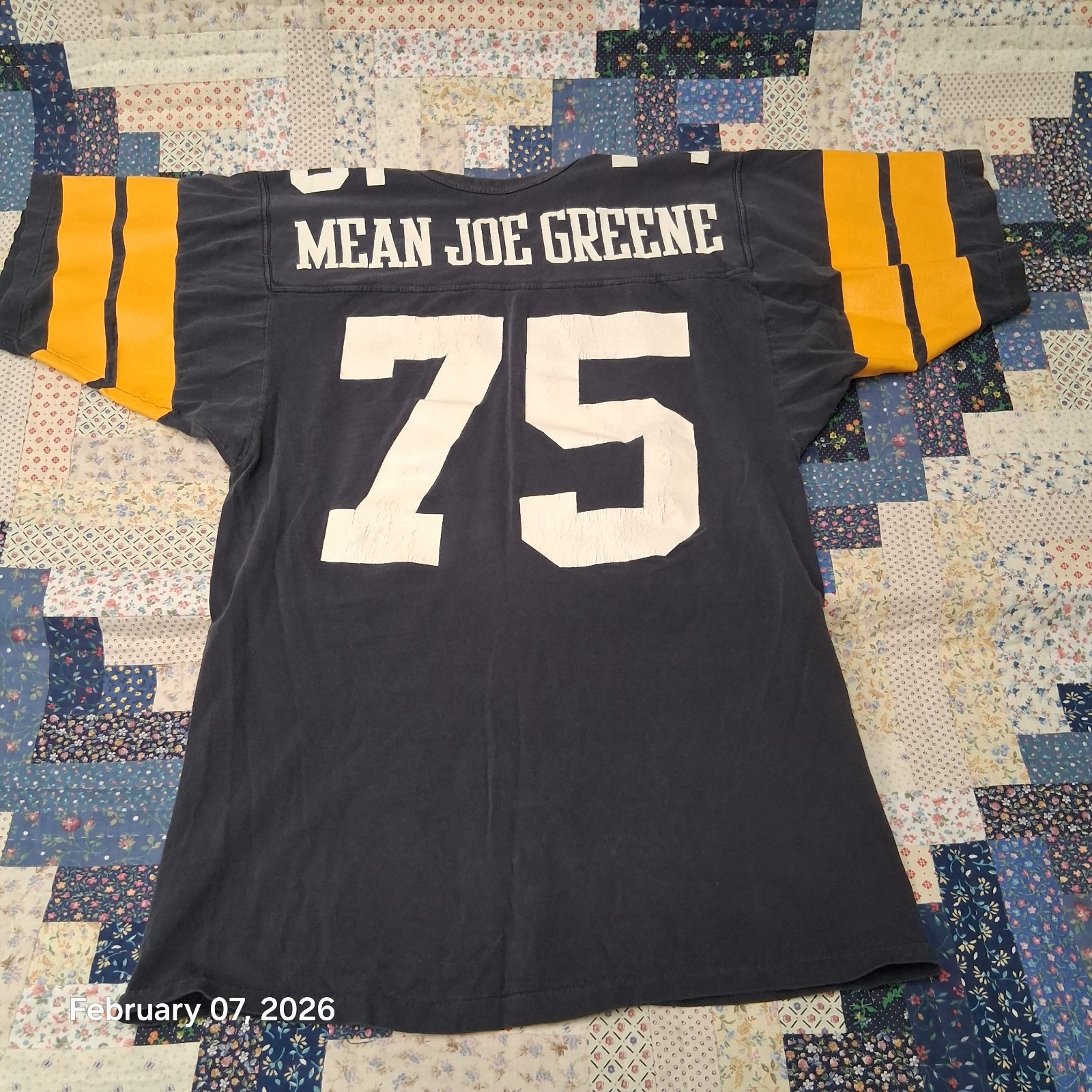 Vintage Mean Joe Greene 75 Rawlings Shirt Size Medium Black Pittsburgh gallery