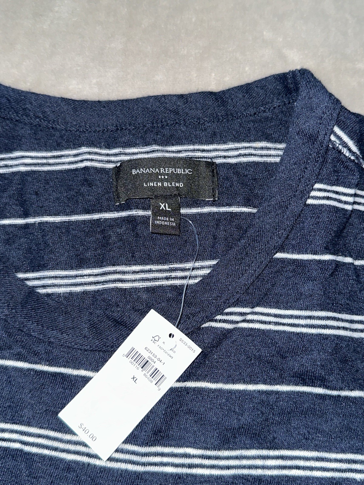 Banana Republic Men's Linen Blend T-Shirt Short Sleeve Blue Size XL *BRAND NEW* gallery