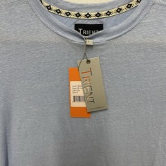 Trient Men’s Light Blue Linen Blend Short Sleeve Tee Medium T Shirt