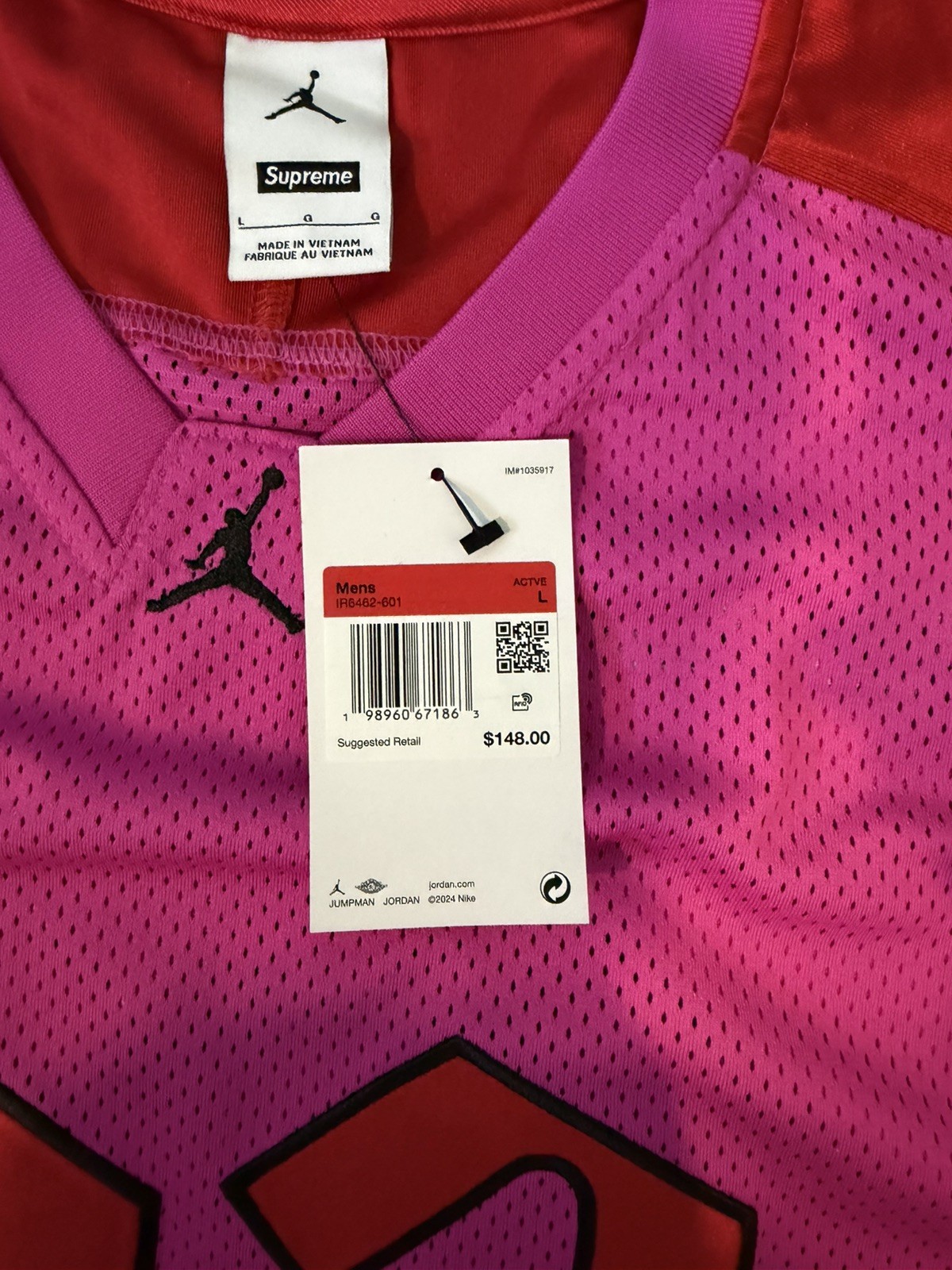 SUPREME JORDAN Warm Up Jersey Pink IR6462-601 Size L gallery