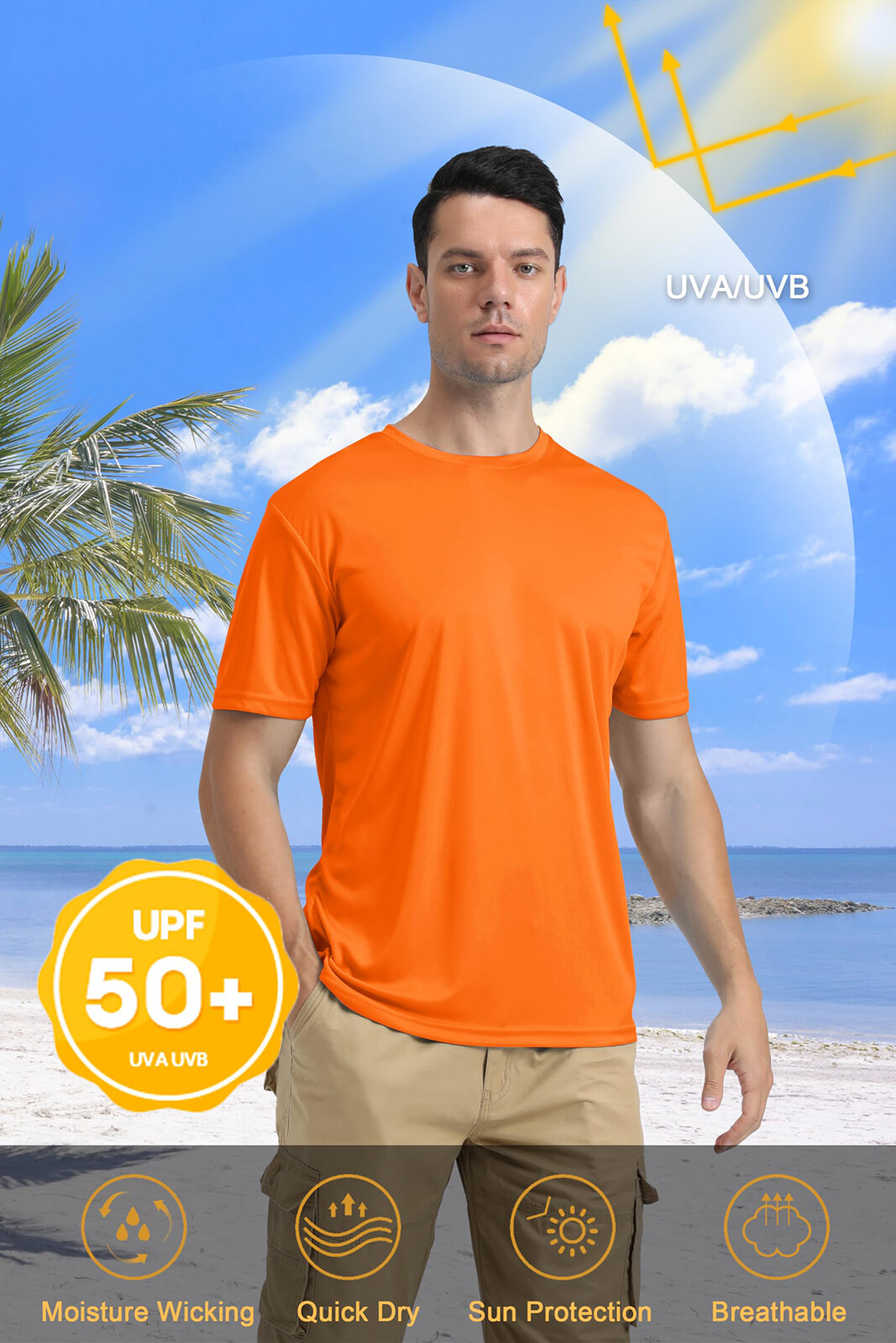 UPF50+ Men's UV Block Short Sleeve T-Shirt Gym Workout Running Sport Quick Dry T gallery
