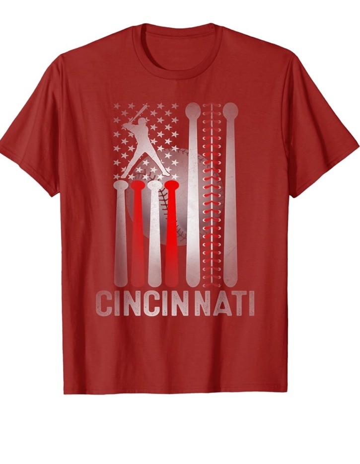 Retro Cincinnati Reds American Flag Distressed Baseball T-Shirt XL NEW Gildan gallery