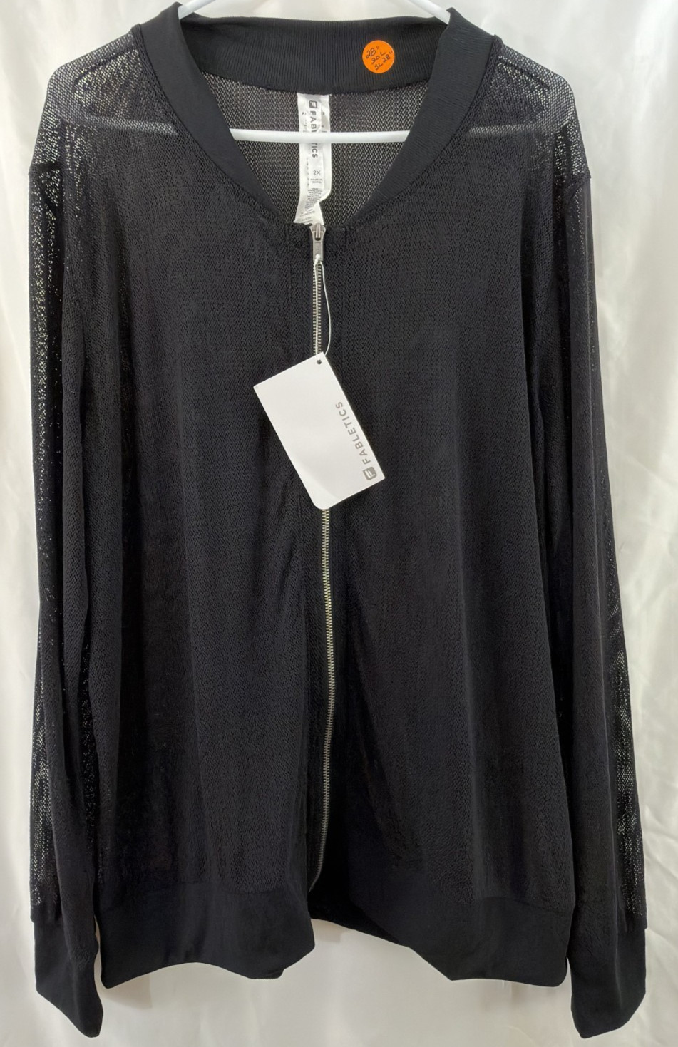 NWT Fabletics Marcie Bomber Jacket Semi Sheer Mesh Sz2x Zip Up