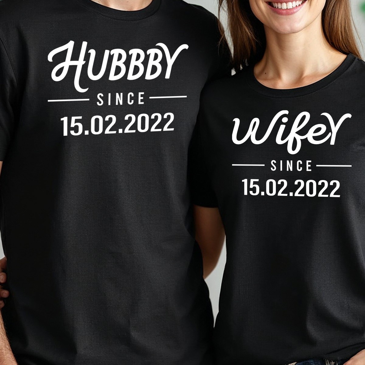Husband Wife Personalised Matching Couple Tshirts Wedding Gift Anniversary gallery
