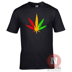 RASTA LEAF smokin Dub reggae weed dancehall dubstep skunk marijuana T-shirt