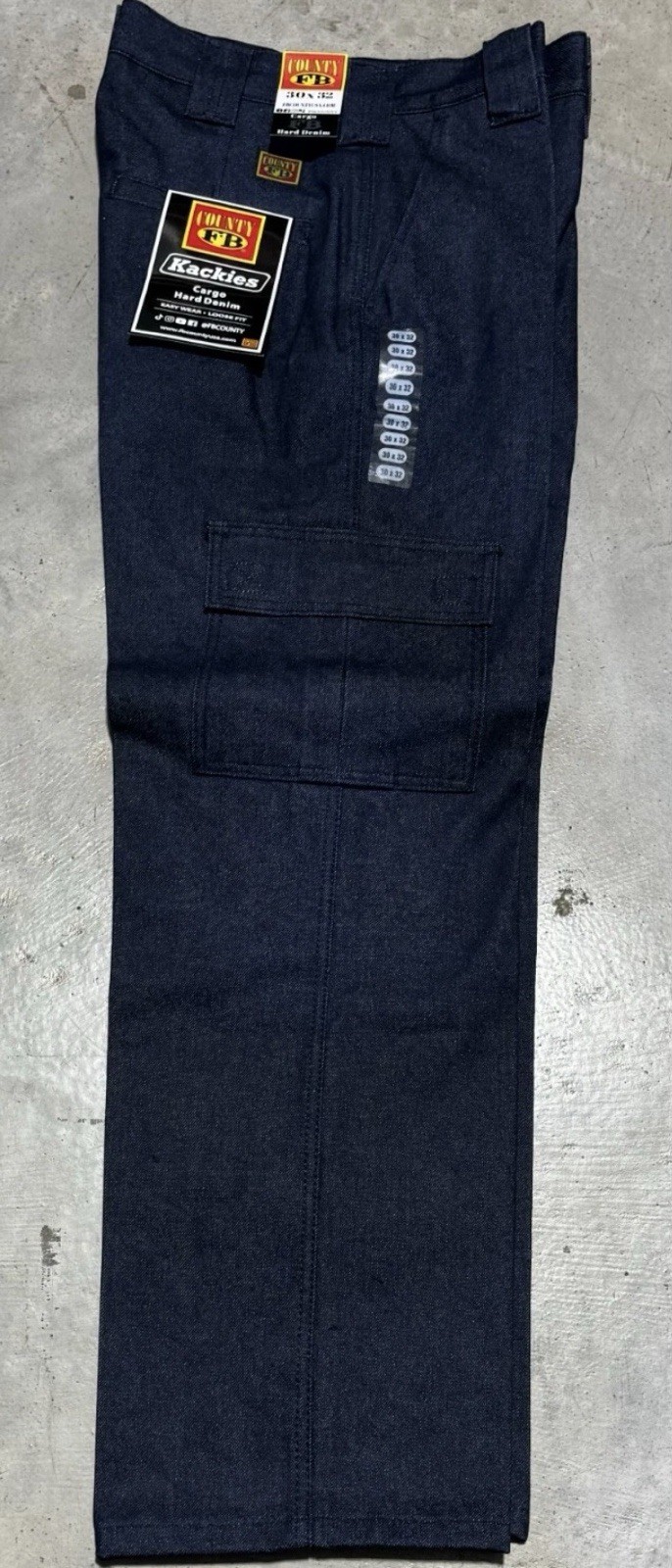 SEND OFFERS, FB County Kackies Pant Pants Blue Denim Cargo work Side Pocket gallery