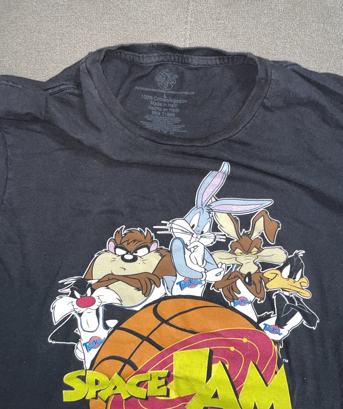 Looney Tunes Space Jam Large Black T-Shirt Retro Bugs Bunny Taz Daffy Cartoon 🏀 gallery