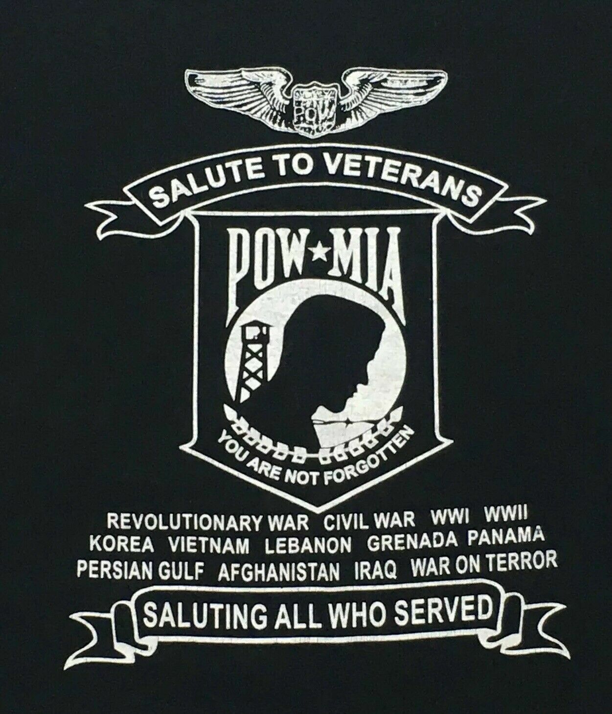 Rolling Thunder POW MIA Black Mens Graphic Tshirt Honor Their Sacrifice Size L gallery