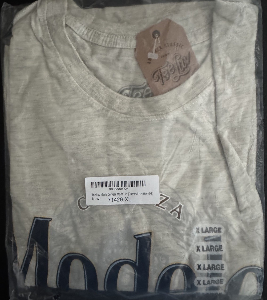 Cervesa Modelo Tee Luv Gray Short Sleeve Tee Shirt T-Shirt XLarge New In Plastic gallery