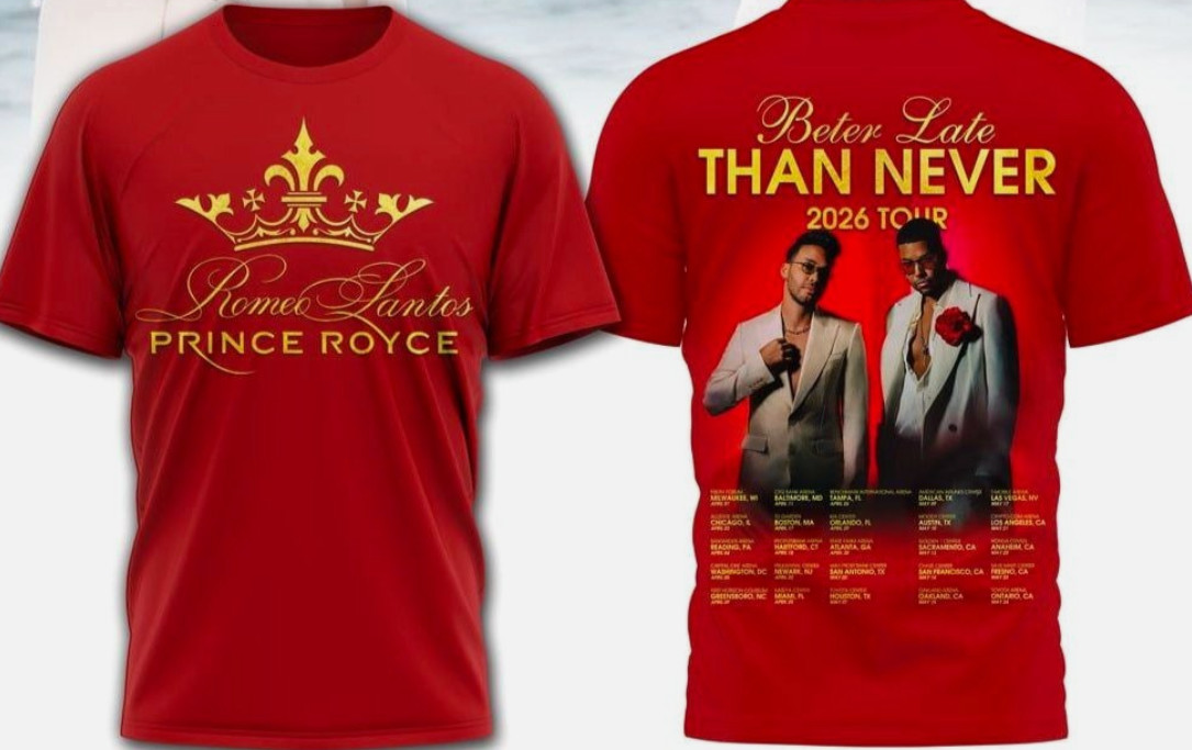 Romeo Santos & Prince Royce Better Late Than Never 2026 Tour 3D T-Shirt