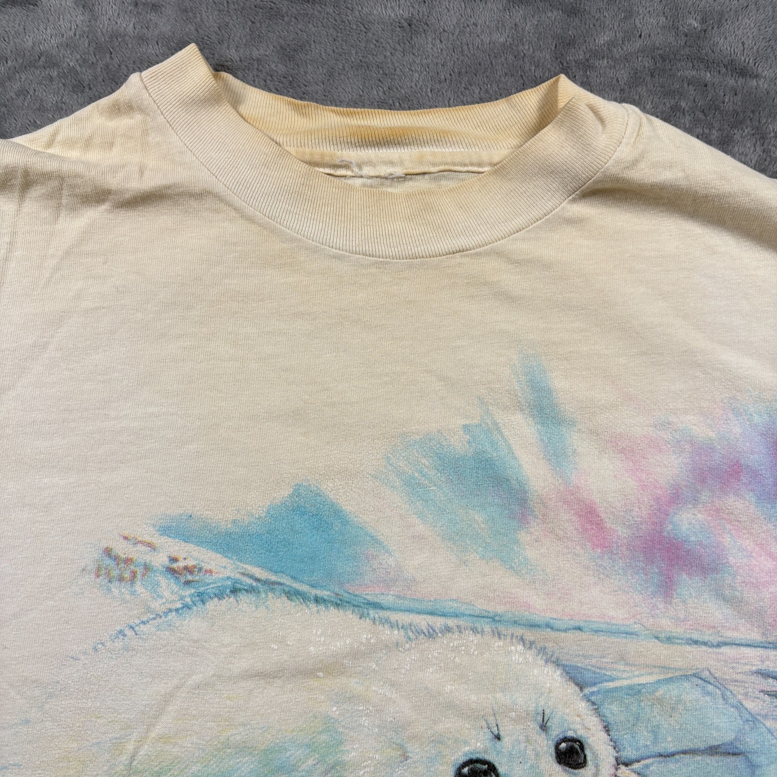 Vintage 1992 T-Shirt Mens XL Cream Seals Sea World Graphic Retro Casual Summer gallery