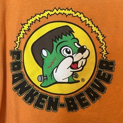 Bucees Franken Beaver No Tricks Just Treats Shirt Large Halloween Orange BG23