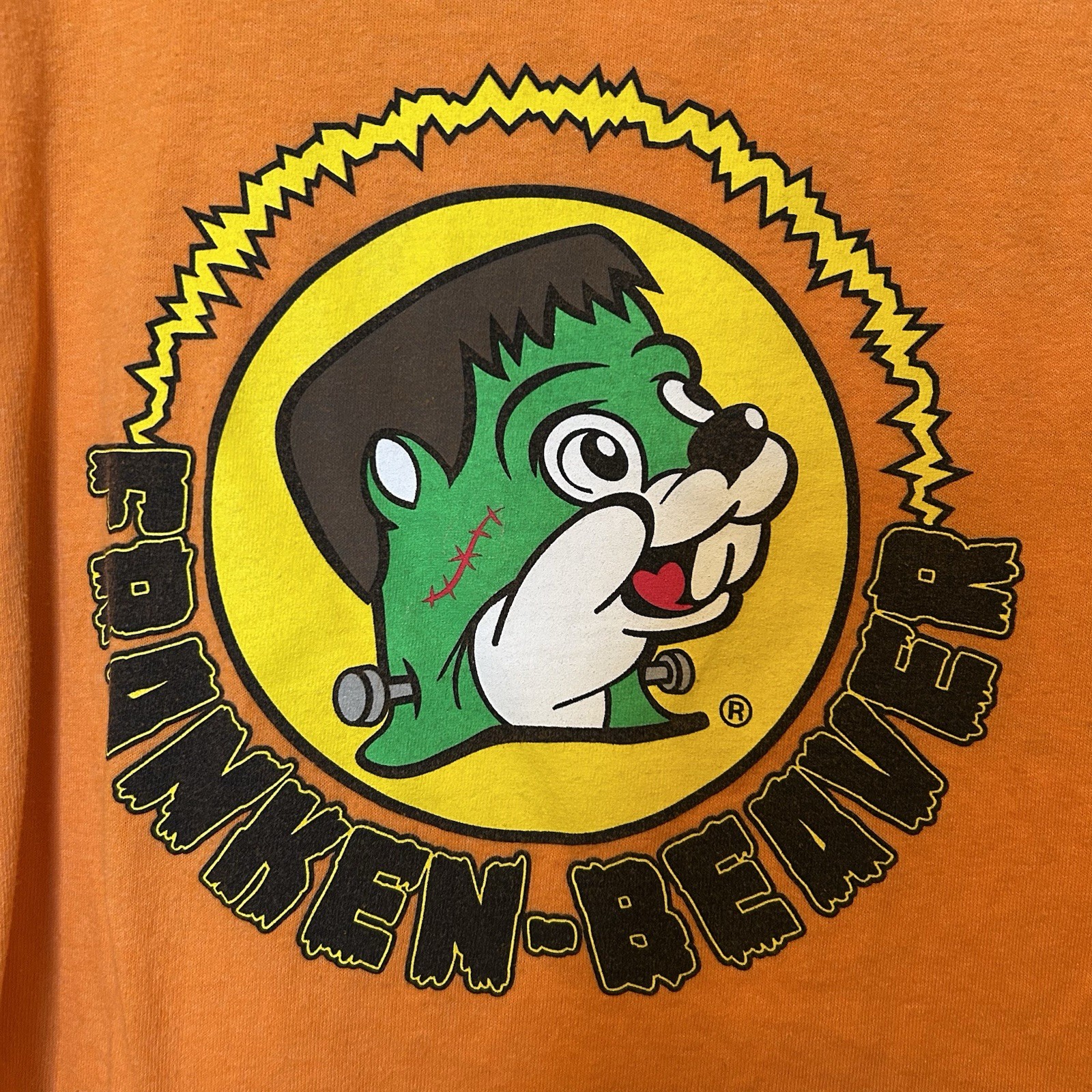 Bucees Franken Beaver No Tricks Just Treats Shirt Large Halloween Orange BG23 gallery