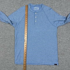 Faherty Shirt Mens Medium Blue Striped Cloud Cotton Henley Long Sleeve Preppy