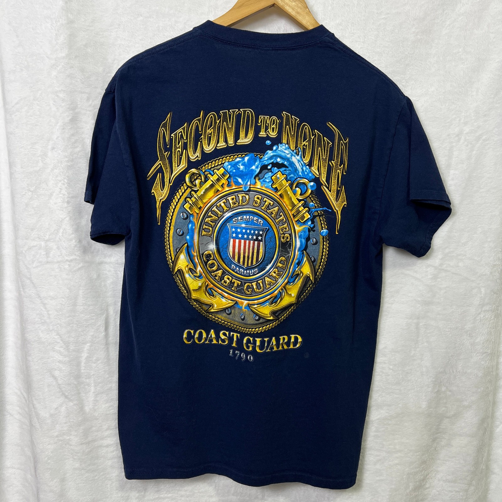 Gildan Coast Guard Second To None T Shirt Mens L Navy Short Sleeve Heavy Cotton gallery